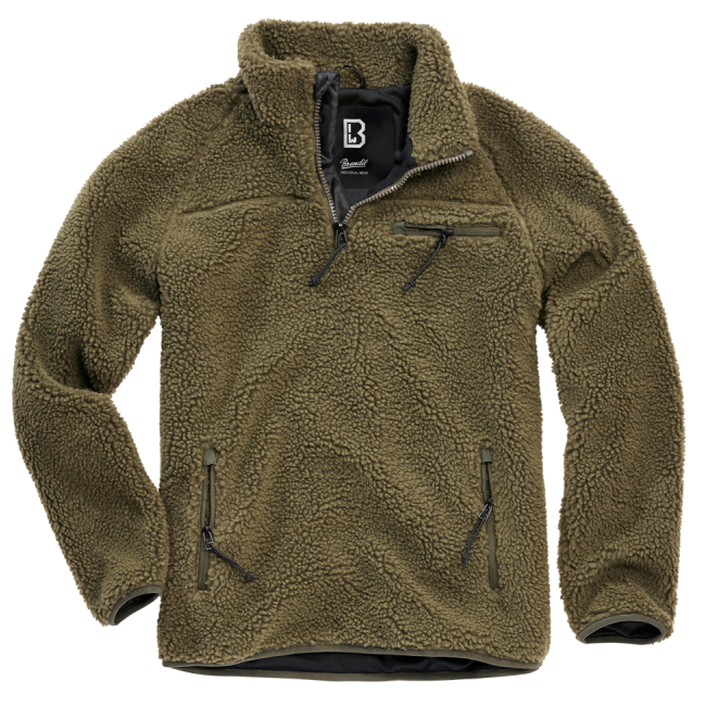 Fleece trui met rits olijf - Brandit