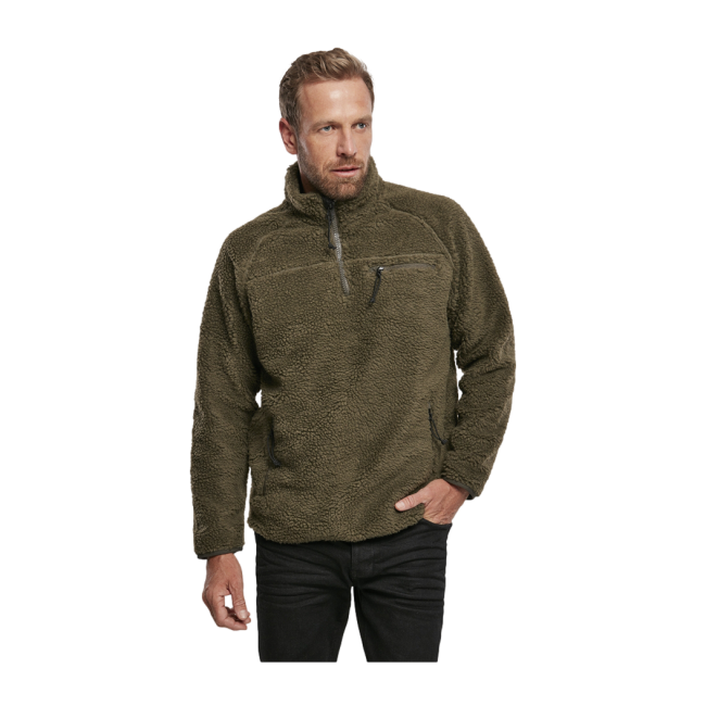 Fleece trui met rits olijf - Brandit
