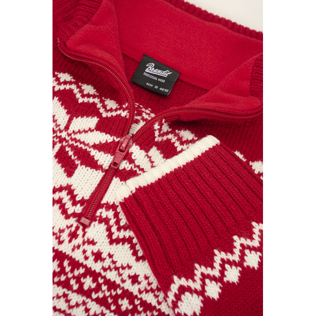 Sweter norweski na zamek czerwony - Brandit