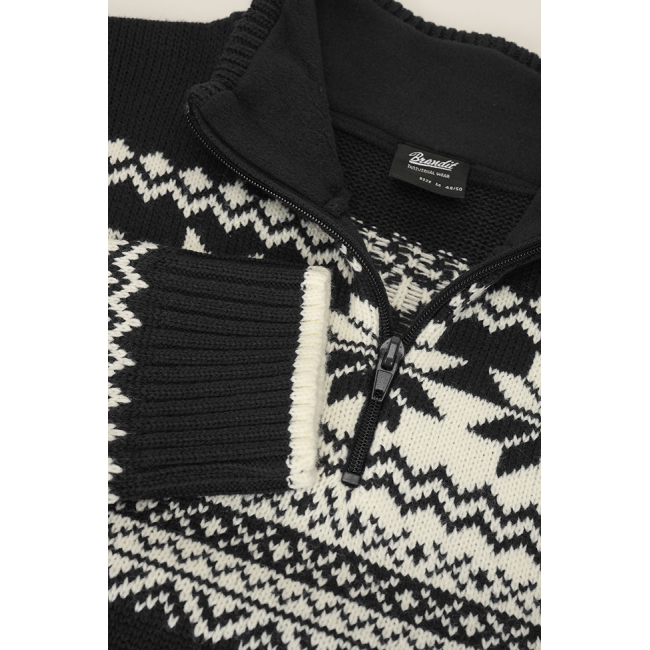 Norweger Pullover mit Reißverschluss schwarz - Brandit