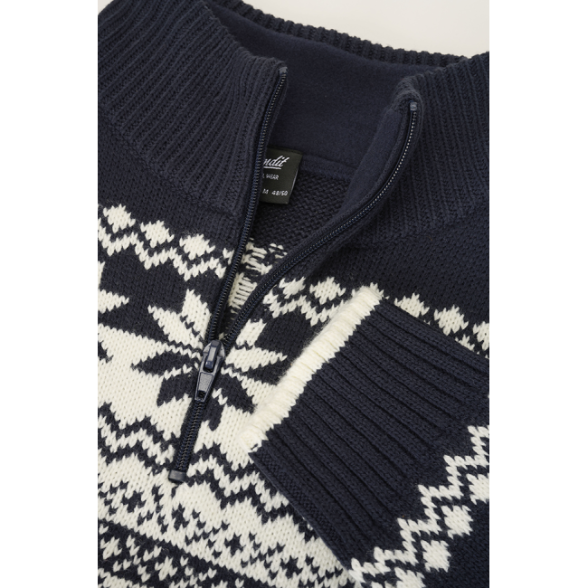 Noorse trui met rits marineblauw - Brandit