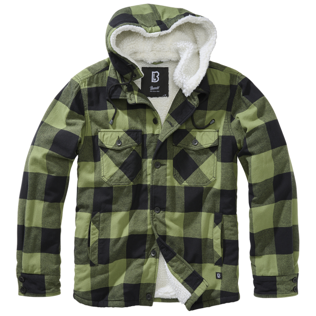 Kapuzenjacke mit Karomuster schwarz/olivgrün - Brandit