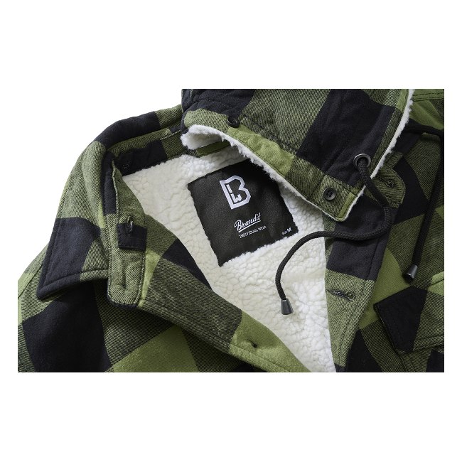 Veste à capuche carreaux noir/olive - Brandit