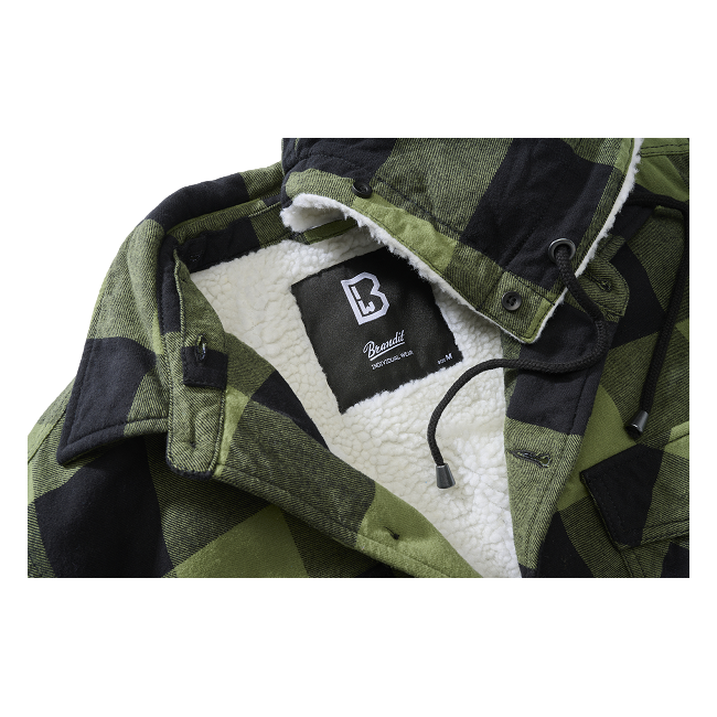 Veste à capuche carreaux noir/olive - Brandit