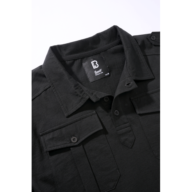 Jersey-Poloshirt Willis Langarm schwarz - Brandit