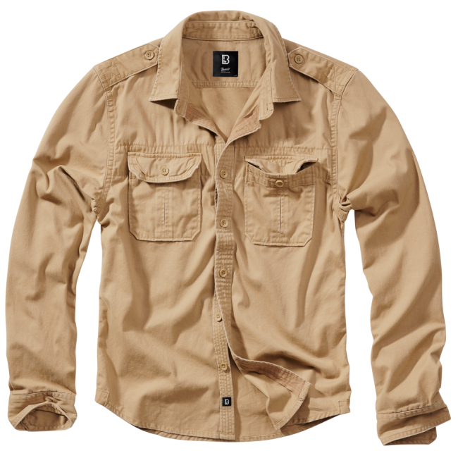 Vintage overhemd lange mouwen Military Style Kameel - Brandit