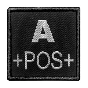 Patch de grupo sanguíneo A+ bordado em tecido - Preto - A10 Equipment