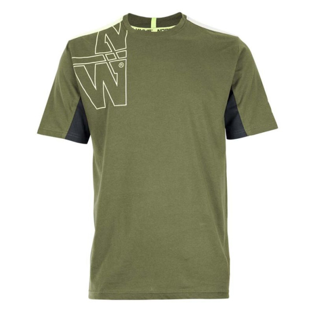 Werk T-shirt korte mouwen Peter khaki/fluorgeel - North Ways