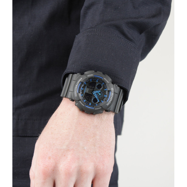 G-Shock Classic GA-100 horloge zwart/blauw - Casio
