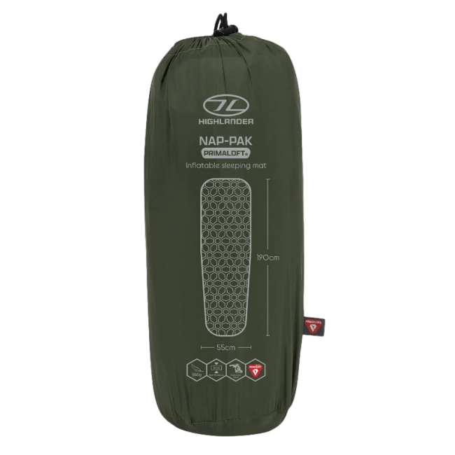 Opblaasbare matras NAP PAK Primaloft olijf - Highlander