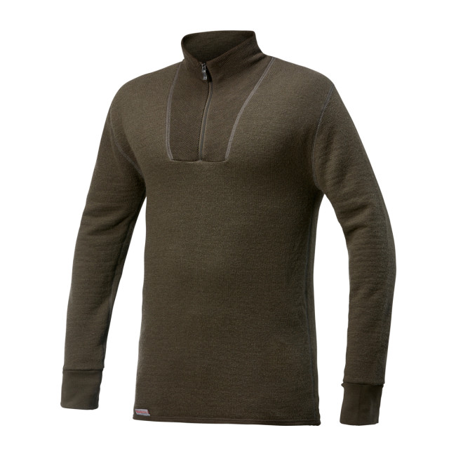 Langarm-T-Shirt mit Reißverschluss Turtleneck Pine Green - Woolpower