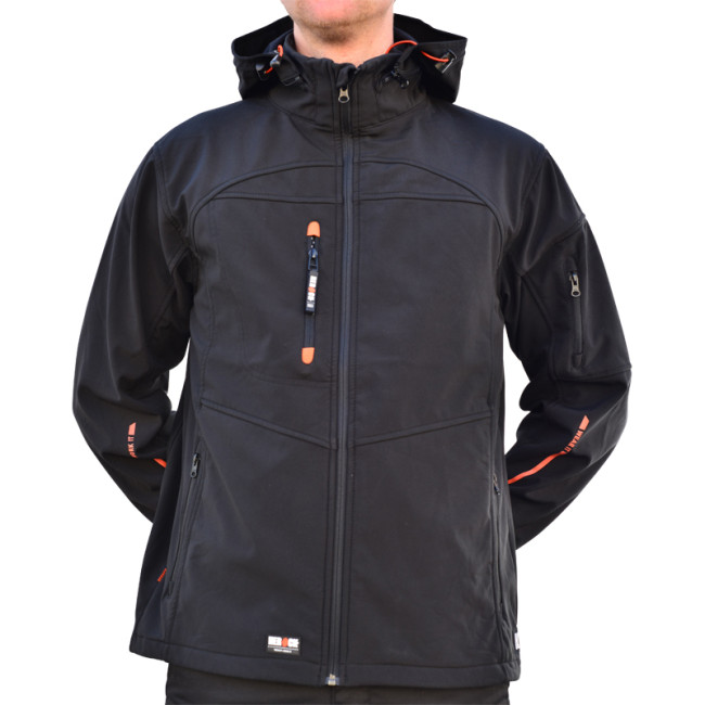 Softshell Jas zwart met capuchon - HEROCK