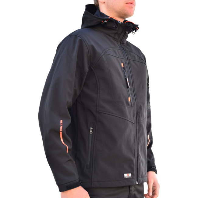 Veste Softshell noir à capuche - HEROCK