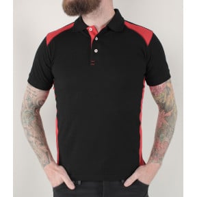 Polo Piqué Noir/Rouge - Blaklader