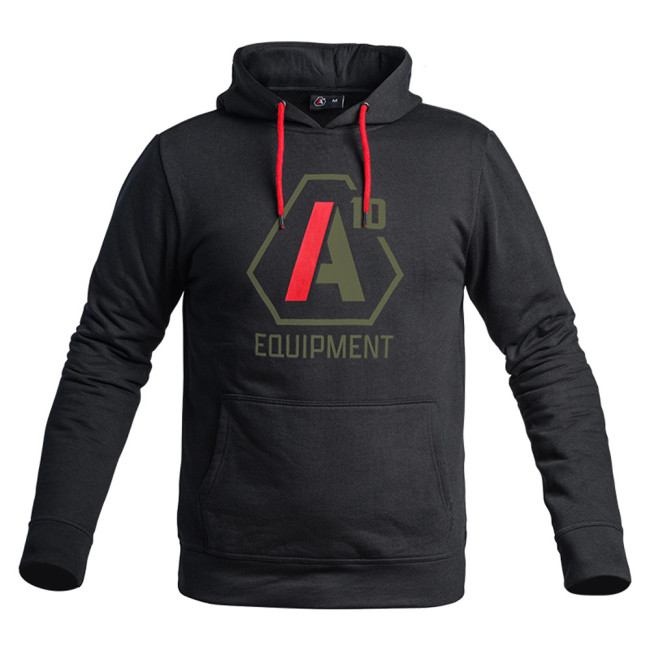 Bluza z kapturem A10 czarna logo oliwkowe / czerwone - A10 Equipment