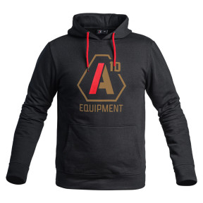 Hoodie A10 zwart logo's tan / rood - A10 Equipment