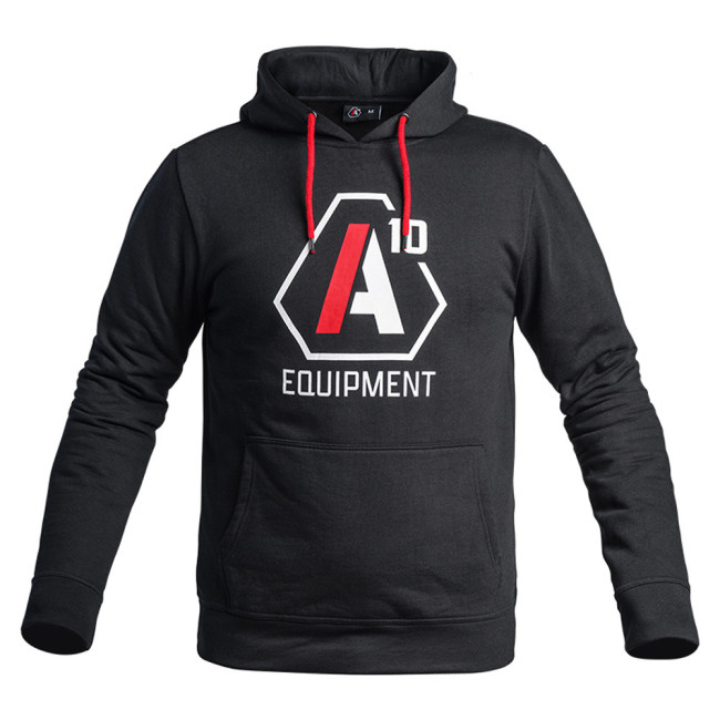 Bluza z kapturem A10 czarna logo białe / czerwone - A10 Equipment